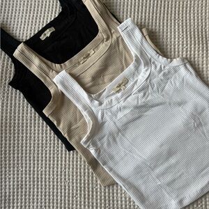 MADEWELL Ribbed Tank Top Set - Black, Tan, and White